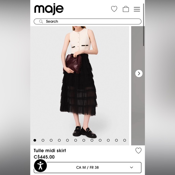 NWT MAJE Tulle Midi Skirt - Picture 2 of 11